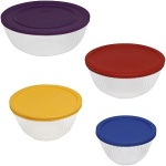 Pyrex 8-piece 100 Years Glass Mixing Bowl Set (Limited Edition) - Assorted Colors Lids - Image 2