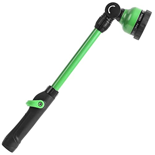 STYDDI 9-Pattern 18-Inch Watering Wand, Metal Garden Watering Wand with Pivoting Head and Thumb Control, 18" Garden Hose Turret Wand Sprayer for Hanging Baskets and Shrubs, Flower, Plant, Green - Image 1