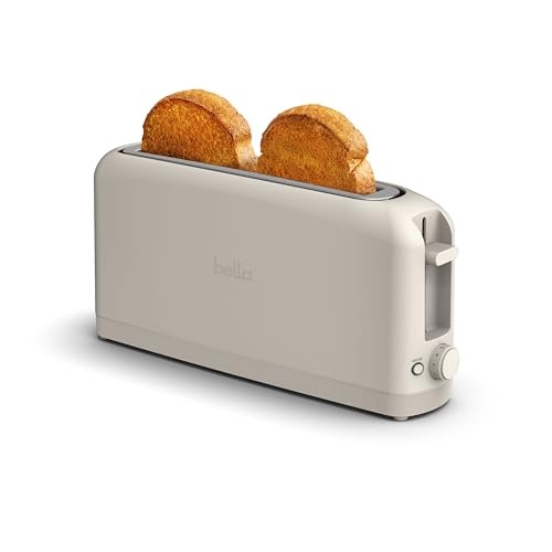 bella 2 Slice Slim Toaster, Fits-anywhere™ Kitchenware, 6 Setting Shade Control with Reheat & Cancel Buttons, Removable Crumb Tray, 10” Long Slot, Anti Jam & Auto Shutoff, 900 Watt, Oatmilk - Image 1