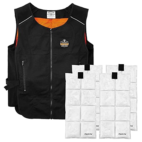Cooling Vest with 4 Ice Packs, Lightweight, Quick Recharge Cooling, Ergodyne Chill Its 6260 Black, Small/ Medium - Image 1