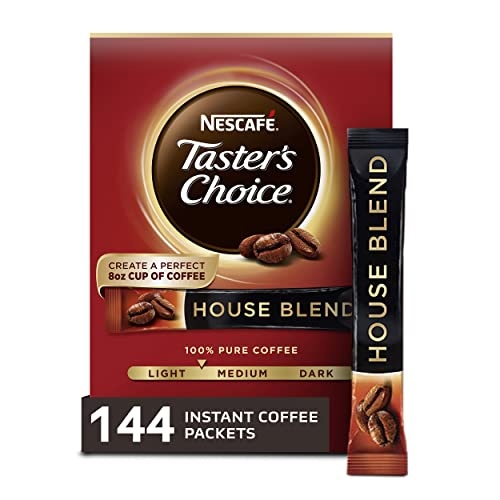 NESCAFE Taster's Choice, House Blend Light Medium Roast Instant Coffee, 8 boxes (144 Packets) - Image 1