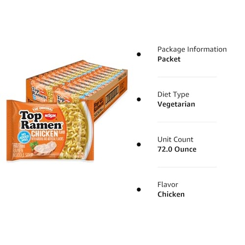 Nissin Top Ramen Noodle Soup, Chicken, 3 Ounce (Pack of 24) - Image 3