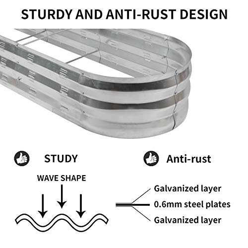GADI Raised Garden Bed Kit for Vegetables Flower Galvanized Metal Planter Boxs Designed for Easy DIY and Cleaning Not Twist Or Rot (Silver) - Image 3