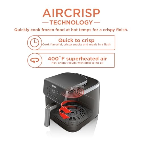 Ninja Air Fryer Pro 4-in-1 with 5 QT Capacity, Air Fry, Roast, Reheat, Dehydrate, Air Crisp Technology with 400F for hot, 120 Volts, Nonstick Basket & Crisper Plate, Grey, AF141 - Image 10