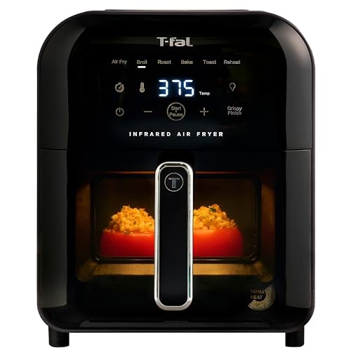 T-fal Infrared Air Fryer: 6 qt Digital Touch Screen, 7-in-1 Cooking Functions, 45-Seconds to reach 750°F on carbon fiber heater surface, No-Shake Technology, Crispy Finish, 1550W, Black - Image 1
