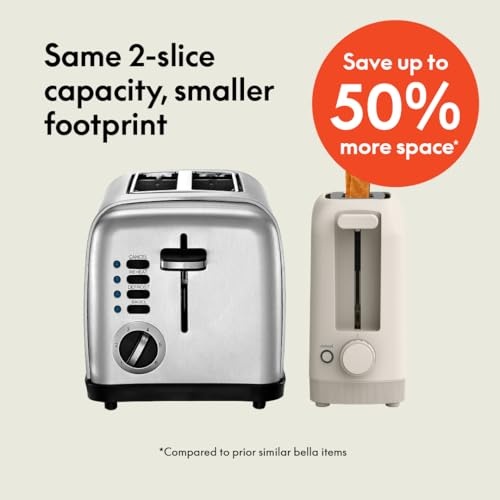 bella 2 Slice Slim Toaster, Fits-anywhere™ Kitchenware, 6 Setting Shade Control with Reheat & Cancel Buttons, Removable Crumb Tray, 10” Long Slot, Anti Jam & Auto Shutoff, 900 Watt, Oatmilk - Image 8