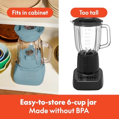 bella 10 Speed Countertop Blender, Juicer & Smoothie Maker, Fits-anywhere™ Kitchenware, Slim Flip & Store Design, Dishwasher Safe 48oz Capacity Pitcher & Lid, Stainless Steel Blade, 450 Watt, Surf - Image 7