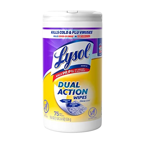 Lysol Dual Action Disinfectant Wipes, Multi-Surface Antibacterial Scrubbing Wipes, For Disinfecting and Cleaning, Citrus Scent, 75ct - Image 1