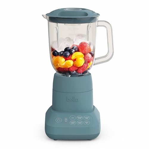 bella 10 Speed Countertop Blender, Juicer & Smoothie Maker, Fits-anywhere™ Kitchenware, Slim Flip & Store Design, Dishwasher Safe 48oz Capacity Pitcher & Lid, Stainless Steel Blade, 450 Watt, Surf - Image 1