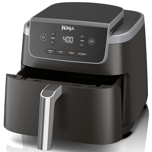 Ninja Air Fryer Pro 4-in-1 with 5 QT Capacity, Air Fry, Roast, Reheat, Dehydrate, Air Crisp Technology with 400F for hot, 120 Volts, Nonstick Basket & Crisper Plate, Grey, AF141 - Image 1