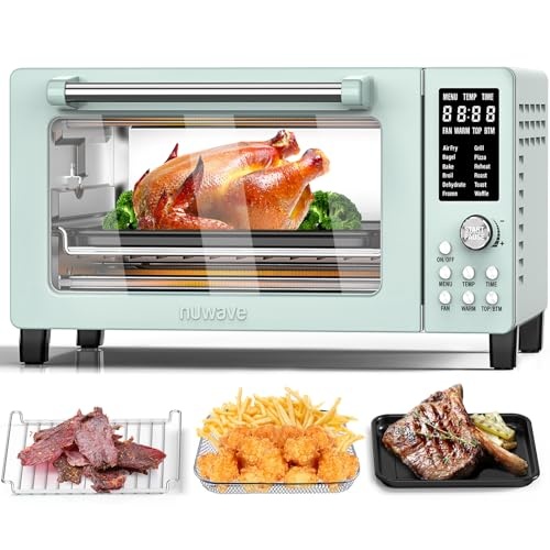 Nuwave Bravo Pro Smart 21QT Toaster Oven Air Fryer Combo, Convection Oven Countertop, 10 functions all in 1, with even & quick crisp technology, 50-450°F, 1800W, Mint Green - Image 1
