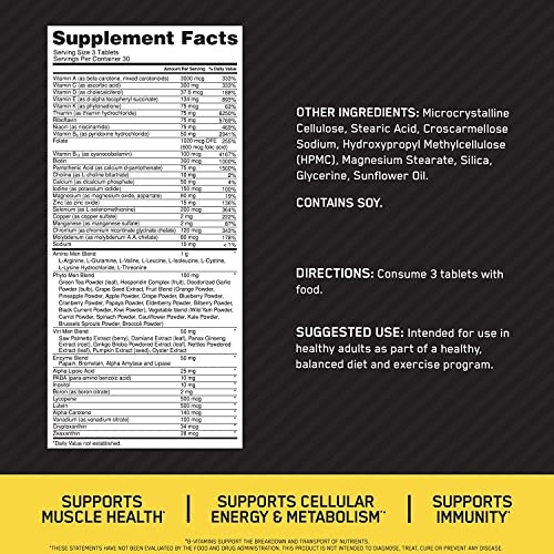 Optimum Nutrition Opti-Men, Vitamin C, Zinc and Vitamin D, E, B12 for Immune Support Mens Daily Multivitamin Supplement, 90 Count (Packaging May Vary) - Image 2