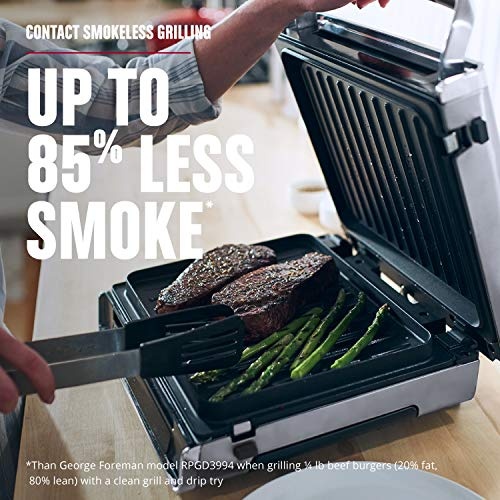 George Foreman Family Size (4-6 Servings), GRD6090B Smokeless-Digital Smart Select, Stainless Steel - Image 7
