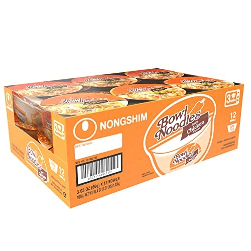 Nongshim Spicy Chicken Noodle Soup Instant Ramen, 12 Pack, Korean Microwaveable Bowl Soup Mix, Ramyun with Veggies, Sabor a Pollo - Image 5