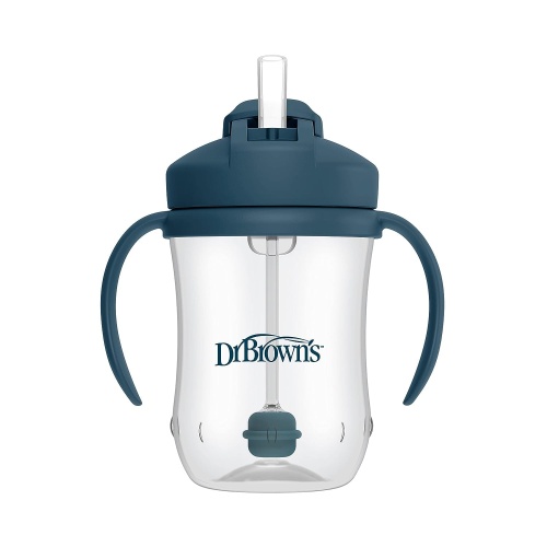 Dr. Brown's Milestones, Baby's First Straw Cup Sippy Cup with Straw, 6m+, 9oz/270ml, 2 Pack, Dark Blue & Vintage Yellow, BPA Free - Image 8