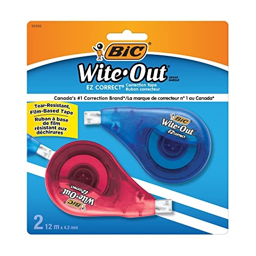 BIC Wite-Out Brand EZ Correct Correction Tape, 39.3 Feet, 2-Count Pack of white Correction Tape, Fast, Clean and Easy to Use Tear-Resistant Tape Office or School Supplies - Image 1