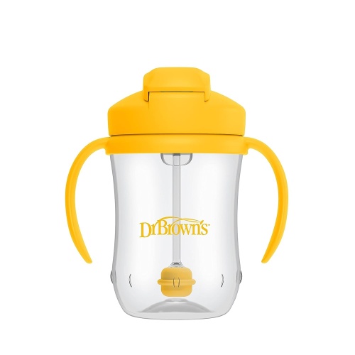 Dr. Brown's Milestones, Baby's First Straw Cup Sippy Cup with Straw, 6m+, 9oz/270ml, 2 Pack, Dark Blue & Vintage Yellow, BPA Free - Image 9