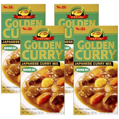 S&B, Golden Curry Japanese curry Mix, Medium Hot, 3.2 oz (Pack of 4) - Image 1