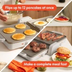 Bella 10"x 20" Ceramic Fold-n-Store Dual Temp Griddle, Fits-anywhere Kitchenware, EverGood Ceramic Nonstick Coating, 2 Temperature Zones up to 400°F​, Dishwasher Safe Drip Tray, 1500 Watt, Oatmilk - Image 6