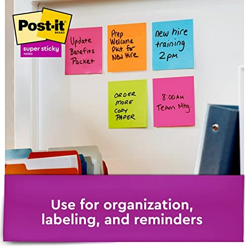 Post-it Super Sticky Notes, 3x3 in, 24 Pads, 2x the Sticking Power,Energy Boost Collection, Bright Colors (Orange, Pink, Blue, Green), Recyclable (654-24SSAU-CP) - Image 10
