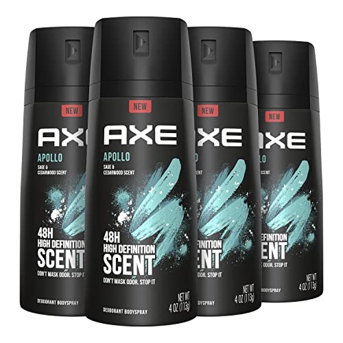 AXE Apollo Body Spray Deodorant for Long-Lasting Odor Protection, Sage & Cedarwood Deodorant for Men Formulated Without Aluminum 4 Ounce (Pack of 4) - Image 1