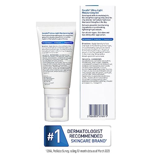 CeraVe Ultra-Light Gel | Facial Moisturizing Gel with Ceramides, Niacinamide, Hyaluronic Acid | Fragrance Free |1.75 FL Oz - Image 3