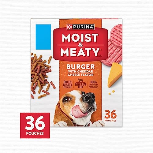 Purina Moist and Meaty Burger With Cheddar Cheese Flavor Dry Soft Dog Food Pouches - 36 ct. Pouch - Image 8
