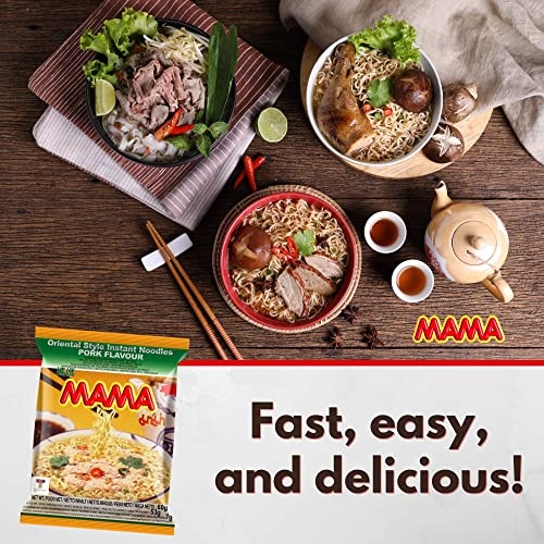 MAMA Instant Noodles Artificial Pork Flavor,30 Pkgs.x 2.12 Oz.(60g) - Image 3