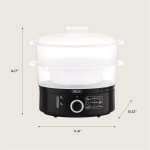 BELLA Two Tier Food Steamer with Dishwasher Safe Lids and Stackable Baskets & Removable Base for Fast Simultaneous Cooking - Auto Shutoff & Boil Dry Protection, Stainless Steel, 7.4 QT, Black - Image 2