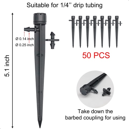 Topiverse 50 Pcs Drip Irrigation Emitters, Adjustable Flow 0-18 GPH Irrigation Drippers with Stake, 360 Degree Flow Sprinkler Head, Micro Sprinkler for Garden Patio Lawn Flower Bed - Image 7