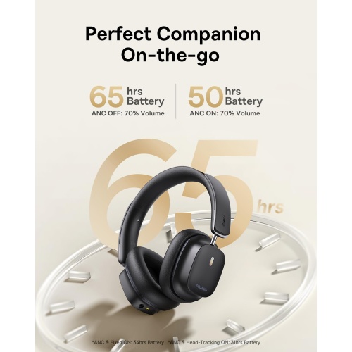Baseus Bowie 30 Max Active Noise Cancelling Headphones, Head Tracking Spatial Audio, LDAC Hi-Res Wireless Sound, 65H Playtime, Comfort Fit, Clear Calls, App Control, Bluetooth 5.4 Headphones Over Ear - Image 4