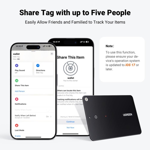 UGREEN FineTrack Slim Smart Finder Compatible with Apple Find My (iOS Only), 1.7mm Ultra-Slim Wallet Finder, IP68 Waterproof Rechargeable Bluetooth Tracker Card for Wallet, Key, Luggage Tags - Image 2
