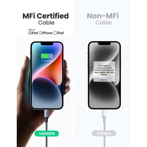 UGREEN USB C to Lightning Cable 6FT - MFi Certification Lightning Cable Compatible with iPhone 14/14 Pro/14 Pro Max, iPhone 13/12/11/X/XR/XS/8 Series, iPad 9, AirPods Pro, and More - Image 7