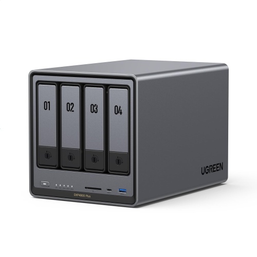 UGREEN NASync DXP4800 Plus 4-Bay Desktop NAS, Intel Pentium Gold 8505 5-Core CPU, 8GB DDR5 RAM, 128G SSD, 1 * 10GbE, 1 * 2.5GbE, 2 * M.2 NVMe Slots, 4K HDMI, Network Attached Storage (Diskless) - Image 1