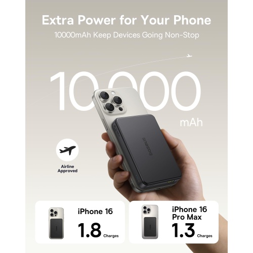 Baseus Magsafe Portable Charger, Qi2 Certified 10,000mAh Magnetic Power Bank, 2-Port Wireless Magsafe Battery Pack with Fast Charging USB-C & USB-A for iPhone 16/15/14/13/12 Series, 2025 New Version - Image 5
