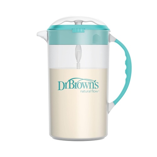 Dr. Brown's Baby Formula Mixing Pitcher with Adjustable Stopper, Locking Lid, & No Drip Spout, 32oz, BPA Free, Teal - Image 1