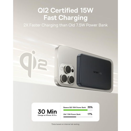 Baseus Magsafe Portable Charger, Qi2 Certified 10,000mAh Magnetic Power Bank, 2-Port Wireless Magsafe Battery Pack with Fast Charging USB-C & USB-A for iPhone 16/15/14/13/12 Series, 2025 New Version - Image 7
