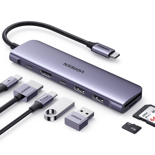 UGREEN Revodok 1071 USB C Hub for Laptop 7 in 1 Dock 4K HDMI, 100W PD Charging, USB-C & 2 USB-A 5Gbps Data Ports, SD/TF Card Reader for MacBook Pro/Air, iPad Pro, XPS, Thinkpad - Image 1