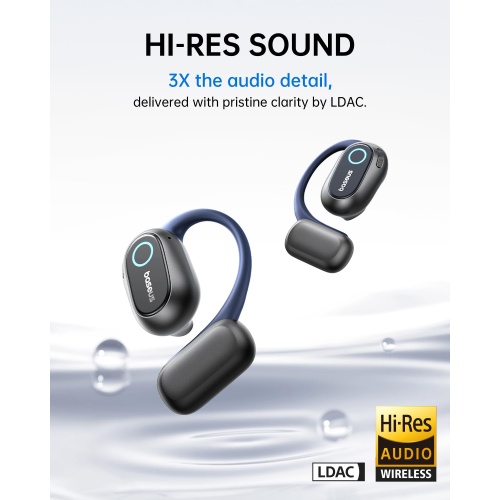 Baseus Open-Ear Headphones, Hi-Res Wireless Audio with LDAC, Rich Bass, Comfortable Silicone Cushion Design, 60H Play, AI Clear Calls, Bluetooth 5.4, IPX4, Open-Ear Earbuds - Bowie MF1 - Image 7