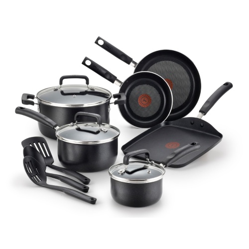 T-fal Signature Nonstick Cookware Set 12 Piece Oven Safe 350F Pots and Pans, Dishwasher Safe Black - Image 1