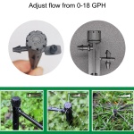 Topiverse 50 Pcs Drip Irrigation Emitters, Adjustable Flow 0-18 GPH Irrigation Drippers with Stake, 360 Degree Flow Sprinkler Head, Micro Sprinkler for Garden Patio Lawn Flower Bed - Image 6