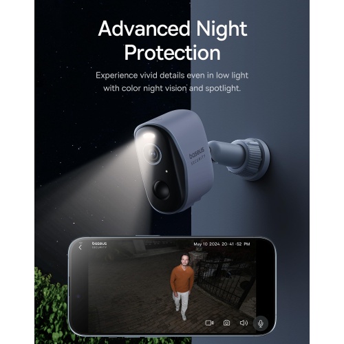 Baseus Wireless Outdoor N1 Add on Security Camera, Requires H1 HomeStation, 2K HD Clarity, 210-Day Battery Life, No Monthly Fee, 145° FOV, Color Night Vision and IP67 - Image 3