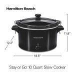 Hamilton Beach Slow Cooker, Extra Large 10 Quart, Stay or Go Portable With Lid Lock, Dishwasher Safe Crock, Black (33195) - Image 3