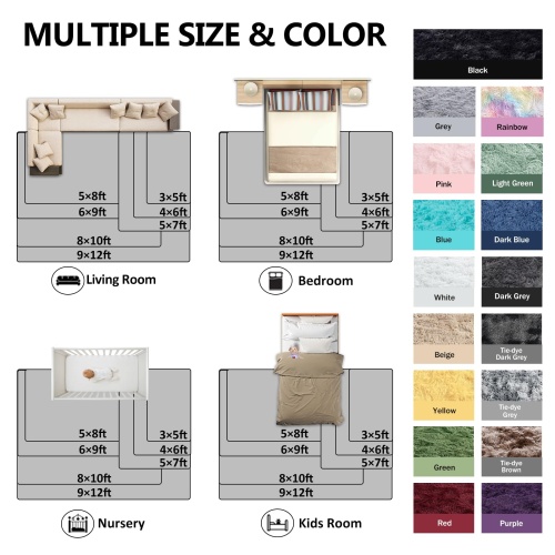 FinRèc Soft Black Rugs for Bedroom Living Room, 4x6 Feet Modern Indoor Fluffy Shaggy Area Rug, Non-Slip Fuzzy Furry Rug for Nursery Kids Room Dorm Room Home Decor, High Pile Plush Floor Carpet - Image 4