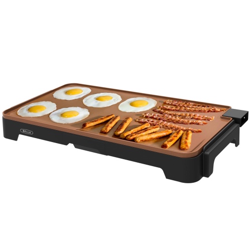 BELLA XL Electric Ceramic Titanium Griddle, Make 15 Eggs At Once, Healthy-Eco Non-stick Coating, Hassle-Free Clean Up, Large Submersible Cooking Surface, 12" x 22", Copper/Black - Image 1