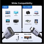 UGREEN Micro HDMI to HDMI Adapter, 10K 8K@60Hz/4K@240Hz Micro HDMI Male Female Bidirectional Cable 2.1 HDR 3D Dolby VRR 48Gbps, Compatible with Raspberry Pi 5/Pi 4/Camera/Portable Monitor, 0.8FT - Image 7