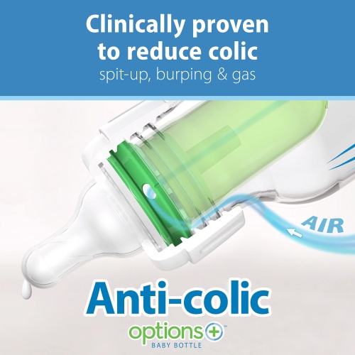 Dr. Brown's Natural Flow Anti-Colic Options+ Narrow Baby Bottle, 8 oz/250 mL, with Level 1 Slow Flow Nipples, 0m+, 4 Pack - Image 12