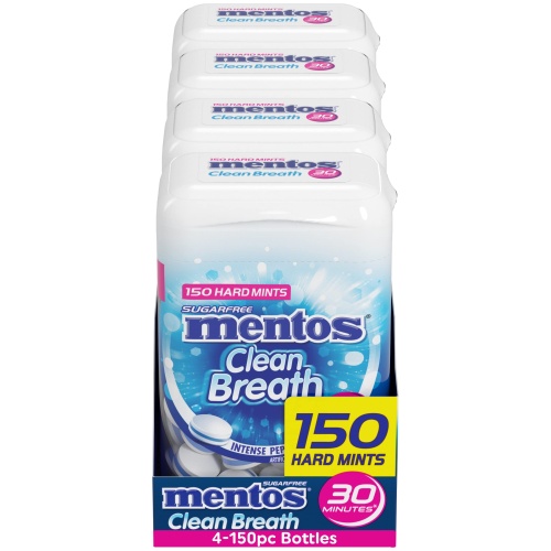 Mentos Clean Breath Sugarfree Hard Mint, 150pc, Intense Peppermint (Pack of 4 Bottles) - Image 5