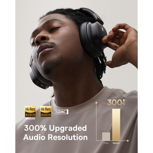 Baseus Bowie 30 Max Active Noise Cancelling Headphones, Head Tracking Spatial Audio, LDAC Hi-Res Wireless Sound, 65H Playtime, Comfort Fit, Clear Calls, App Control, Bluetooth 5.4 Headphones Over Ear - Image 6