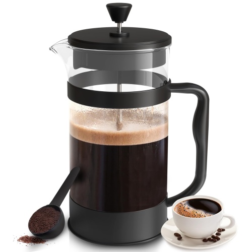 Utopia Kitchen 34 Ounce 1 Liter French Press Coffee Maker, Tea Maker, Travel Coffee Presses, Cold Brew Heat Resistant Thickened Borosilicate Coffee Pot for Camping Travel Gifts, Black - Image 1